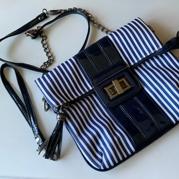 no tags Bags Navy Blue And White Striped Crossbody Bag Poshmark